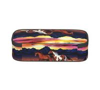 WXWJSHMGC Running Horses Print Pencil Case - Cute Pencil Case with Zip Closure Large Pencil Box for Student