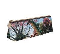 WXWJSHMGC Safflower Flying Fish Print Leather Pencil Case,Fountain Pen Case,Personalised Portable Big Capacity Study Pencil Case for Secondary School Girls Boys