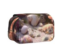 WXWJSHMGC Sand Shells and Corals Print Pen Case Bag - Portable Double Layer Storage Pencil Bag for Child, Girls, Boys and Adults