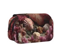 WXWJSHMGC Sand Shells and Corals Print Pen Case Bag - Portable Double Layer Storage Pencil Bag for Child, Girls, Boys and Adults