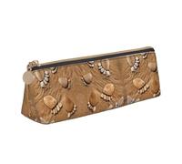 WXWJSHMGC Sandy Beach Footprint Print Leather Pencil Case,Fountain Pen Case,Personalised Portable Big Capacity Study Pencil Case for Secondary School Girls Boys