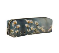 WXWJSHMGC Scattered Daisy Print Leather Pencil Case Simple,with Metallic Zipper Pocket,Storage Pouch for Girls Boys Student College Middle School