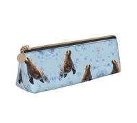 WXWJSHMGC Sea Lions Print Leather Pencil Case,Fountain Pen Case,Personalised Portable Big Capacity Study Pencil Case for Secondary School Girls Boys