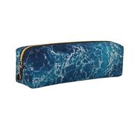 WXWJSHMGC Sea Seen from The Top Print Leather Pencil Case Simple,with Metallic Zipper Pocket,Storage Pouch for Girls Boys Student College Middle School