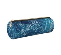 WXWJSHMGC Sea Seen from The Top Print Leather Pencil Case Zipper Pen Makeup Cosmetic Holder Pouch Stationery Bag for School, Work, Office
