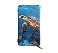 WXWJSHMGC Sea Turtle with Fishes Print Fashion Long Wallet Shopping Clutch Purse Pu Leather Handbags for Ladies,Men's Wallets