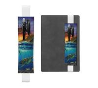 WXWJSHMGC Sea Turtles Print 2pcs Adjustable Elastic Band Pen Holder Pu Leather Pen Sleeve Pouch for Hardcover Journals, Notebooks for Back to School Gift
