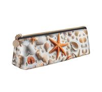 WXWJSHMGC Seashell Sandy Beach Print Leather Pencil Case,Fountain Pen Case,Personalised Portable Big Capacity Study Pencil Case for Secondary School Girls Boys