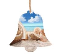 WXWJSHMGC Seashells By The Seashore Print Christmas Bauble Christmas Tree Decorations Wooden Hanging Xmas Gifts Pendant(2pcs)