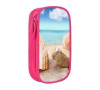 WXWJSHMGC Seashells by The Seashore Print Large Capacity Double Layer Pencil Case with Zipper â€“ Durable Fabric School Pouch for Pens,â€“ Ideal for Students