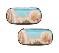 WXWJSHMGC Seashells by The Seashore Print Pencil Bag Large Pouch Bag with 3 Compartments Pen Case Card Coin Holder for Boys Girls School Stationery