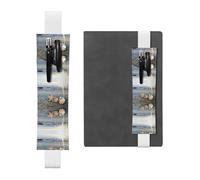 WXWJSHMGC Seashells On The Beach Print 2pcs Adjustable Elastic Band Pen Holder Pu Leather Pen Sleeve Pouch for Hardcover Journals, Notebooks for Back to School Gift