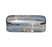 WXWJSHMGC Seashells On The Beach Print Pencil Case - Cute Pencil Case with Zip Closure Large Pencil Box for Student