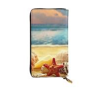 WXWJSHMGC Seashells On The Sandy Beach Print Fashion Long Wallet Shopping Clutch Purse Pu Leather Handbags for Ladies,Men's Wallets