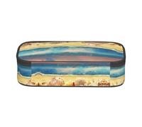 WXWJSHMGC Seashells On The Sandy Beach Print Pencil Case - Cute Pencil Case with Zip Closure Large Pencil Box for Student
