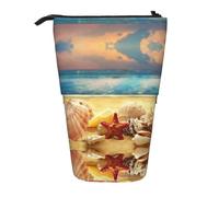 WXWJSHMGC Seashells On The Sandy Beach Print Pencil Telescopic Case Versatile Storage Bag,Office, and Adult Storage Box Gifts