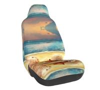 WXWJSHMGC Seashells On The Sandy Beach Print Universal Auto Car Front Seat Covers Bucket Seats Auto Interior Accessories Protector Fit For Most Car(1pcs)