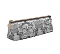 WXWJSHMGC Seaside City Print Leather Pencil Case,Fountain Pen Case,Personalised Portable Big Capacity Study Pencil Case for Secondary School Girls Boys
