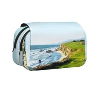 WXWJSHMGC Seaside Golf Course Print Pen Case Bag - Portable Double Layer Storage Pencil Bag for Child, Girls, Boys and Adults