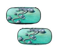 WXWJSHMGC Seaside Hotel Print Pencil Bag Large Pouch Bag with 3 Compartments Pen Case Card Coin Holder for Boys Girls School Stationery