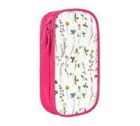 WXWJSHMGC Season Watercolors of Herbs Flowers Print Large Capacity Double Layer Pencil Case with Zipper - Durable Fabric School Pouch for Pens,- Ideal for Students