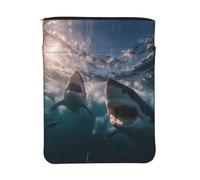WXWJSHMGC Sharks Open Their Big Mouths Print Book Cover with Zipper,Waterproof Book Sleeve Pouch with Front Pocket, Book Protector for Paperbacks,Multifunctional Storage Bag for Hardcovers