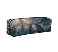 WXWJSHMGC Sharks Open Their Big Mouths Print Leather Pencil Case Simple,with Metallic Zipper Pocket,Storage Pouch for Girls Boys Student College Middle School