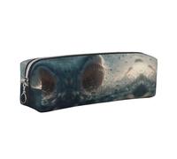 WXWJSHMGC Sharks Open Their Big Mouths Print Leather Pencil Case Simple,with Metallic Zipper Pocket,Storage Pouch for Girls Boys Student College Middle School