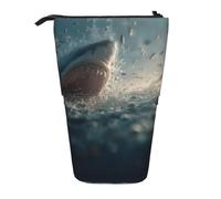WXWJSHMGC Sharks Open Their Big Mouths Print Pencil Telescopic Case Versatile Storage Bag,Office, and Adult Storage Box Gifts