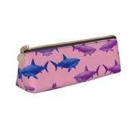 WXWJSHMGC Sharks Print Leather Pencil Case,Fountain Pen Case,Personalised Portable Big Capacity Study Pencil Case for Secondary School Girls Boys