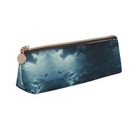 WXWJSHMGC Sharks Swimming Print Leather Pencil Case,Fountain Pen Case,Personalised Portable Big Capacity Study Pencil Case for Secondary School Girls Boys