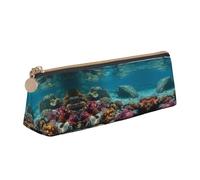 WXWJSHMGC Shells and Corals Print Leather Pencil Case,Fountain Pen Case,Personalised Portable Big Capacity Study Pencil Case for Secondary School Girls Boys