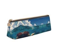 WXWJSHMGC Shells and Corals Print Leather Pencil Case,Fountain Pen Case,Personalised Portable Big Capacity Study Pencil Case for Secondary School Girls Boys