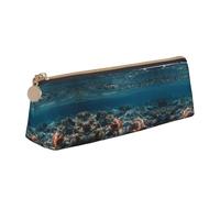 WXWJSHMGC Shells and Corals Print Leather Pencil Case,Fountain Pen Case,Personalised Portable Big Capacity Study Pencil Case for Secondary School Girls Boys