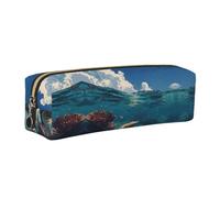 WXWJSHMGC Shells and Corals Print Leather Pencil Case Simple,with Metallic Zipper Pocket,Storage Pouch for Girls Boys Student College Middle School