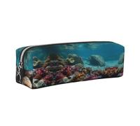 WXWJSHMGC Shells and Corals Print Leather Pencil Case Simple,with Metallic Zipper Pocket,Storage Pouch for Girls Boys Student College Middle School