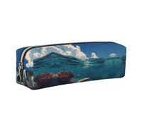 WXWJSHMGC Shells and Corals Print Leather Pencil Case Simple,with Metallic Zipper Pocket,Storage Pouch for Girls Boys Student College Middle School