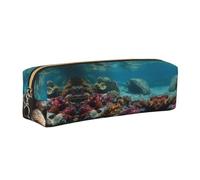 WXWJSHMGC Shells and Corals Print Leather Pencil Case Simple,with Metallic Zipper Pocket,Storage Pouch for Girls Boys Student College Middle School