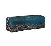 WXWJSHMGC Shells and Corals Print Leather Pencil Case Simple,with Metallic Zipper Pocket,Storage Pouch for Girls Boys Student College Middle School