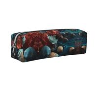 WXWJSHMGC Shells and Corals Print Leather Pencil Case Simple,with Metallic Zipper Pocket,Storage Pouch for Girls Boys Student College Middle School