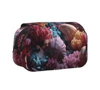 WXWJSHMGC Shells and Corals Print Pen Case Bag - Portable Double Layer Storage Pencil Bag for Child, Girls, Boys and Adults