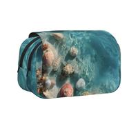 WXWJSHMGC Shells and Corals Print Pen Case Bag - Portable Double Layer Storage Pencil Bag for Child, Girls, Boys and Adults