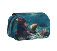 WXWJSHMGC Shells and Corals Print Pen Case Bag - Portable Double Layer Storage Pencil Bag for Child, Girls, Boys and Adults