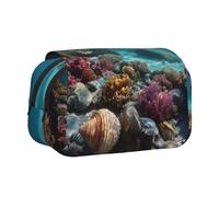 WXWJSHMGC Shells and Corals Print Pen Case Bag - Portable Double Layer Storage Pencil Bag for Child, Girls, Boys and Adults