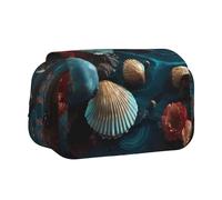 WXWJSHMGC Shells and Corals Print Pen Case Bag - Portable Double Layer Storage Pencil Bag for Child, Girls, Boys and Adults