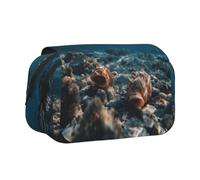 WXWJSHMGC Shells and Corals Print Pen Case Bag - Portable Double Layer Storage Pencil Bag for Child, Girls, Boys and Adults
