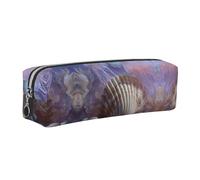WXWJSHMGC Shells and Jellyfish Print Leather Pencil Case Simple,with Metallic Zipper Pocket,Storage Pouch for Girls Boys Student College Middle School