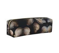 WXWJSHMGC Shells and Jellyfish Print Leather Pencil Case Simple,with Metallic Zipper Pocket,Storage Pouch for Girls Boys Student College Middle School