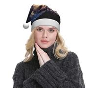 WXWJSHMGC Space Galaxy With Telescope Print Plush Christmas Hat Unisex Xmas Holiday Hat For Christmas New Year Festive Holiday Partyï¼ˆ2pcs