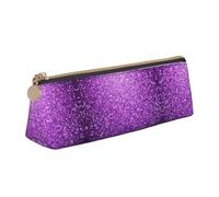 WXWJSHMGC Sparkling Purple Glitter Print Leather Pencil Case,Fountain Pen Case,Personalised Portable Big Capacity Study Pencil Case for Secondary School Girls Boys